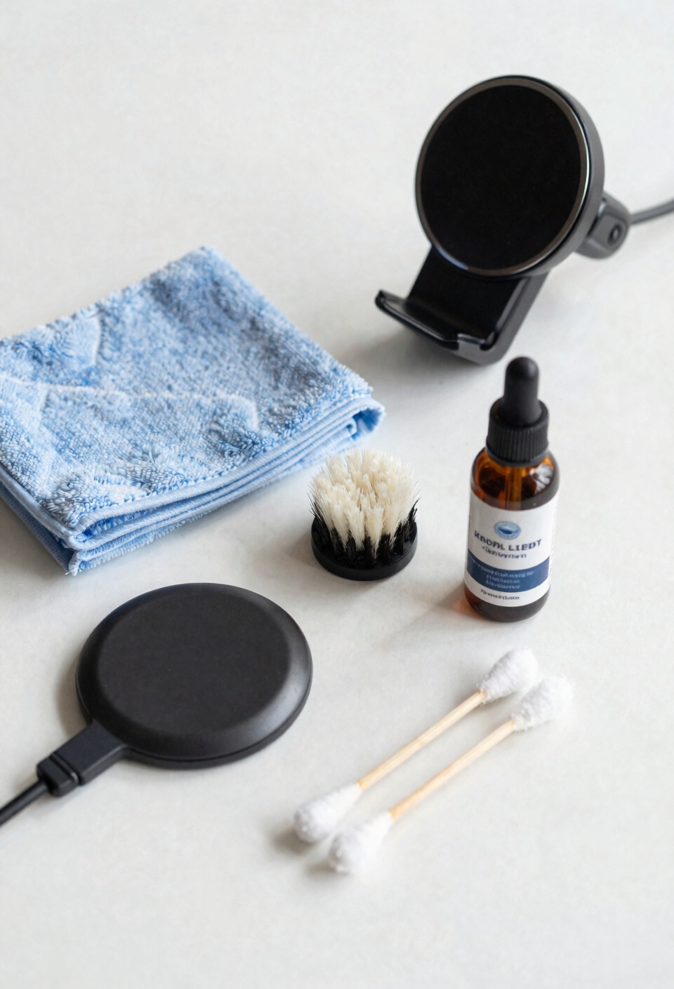 microfiber cloth and alcohol